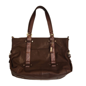 Womens Cole Haan brown leather tote handbag.